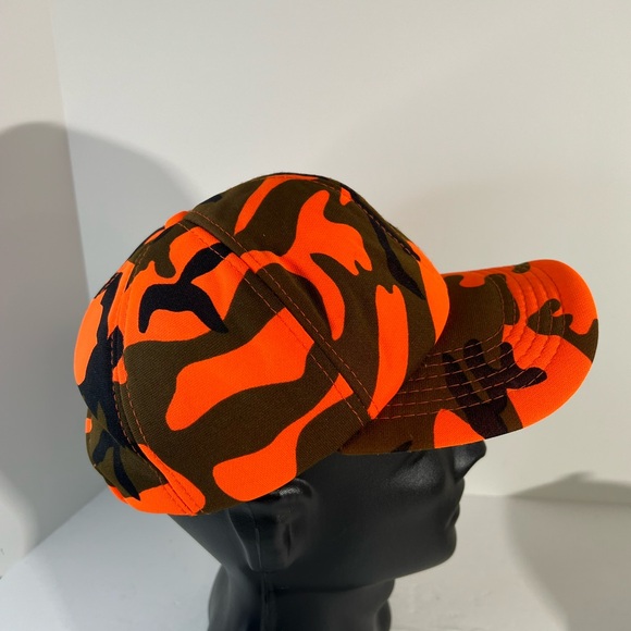 Vintage Duck Bay Duckbay Camouflage Hat Treebark Orange Camo Zipback 1980s - Picture 2 of 7